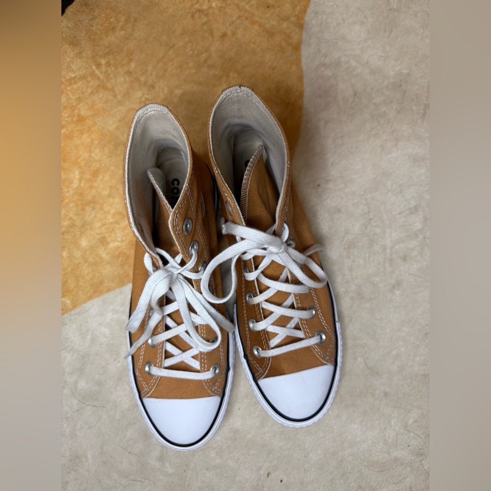 Converse High-Top Sneakers in mustard yellow/orange and White platform - Picture 7 of 8